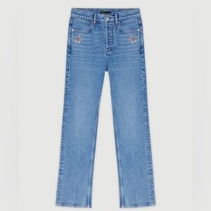 Maje Blue Straight-leg Jeans with Star Details XS